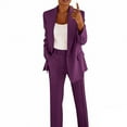 thumbnail image 4 of Breezora Women's Business Casual Pant Suit Set Plus Size Professional Blazer and Wide Leg Trousers Office Work Outfits Outfits XXXXL Size Wine, 4 of 7