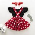 thumbnail image 3 of IBTOM CASTLE Baby Girls Polka Dots Tutu Costume Ruffle Short Sleeve Romper with Dot Strap Dress and Headband Princess 1st Birthday Halloween Christmas Party Dress up, 3 of 8