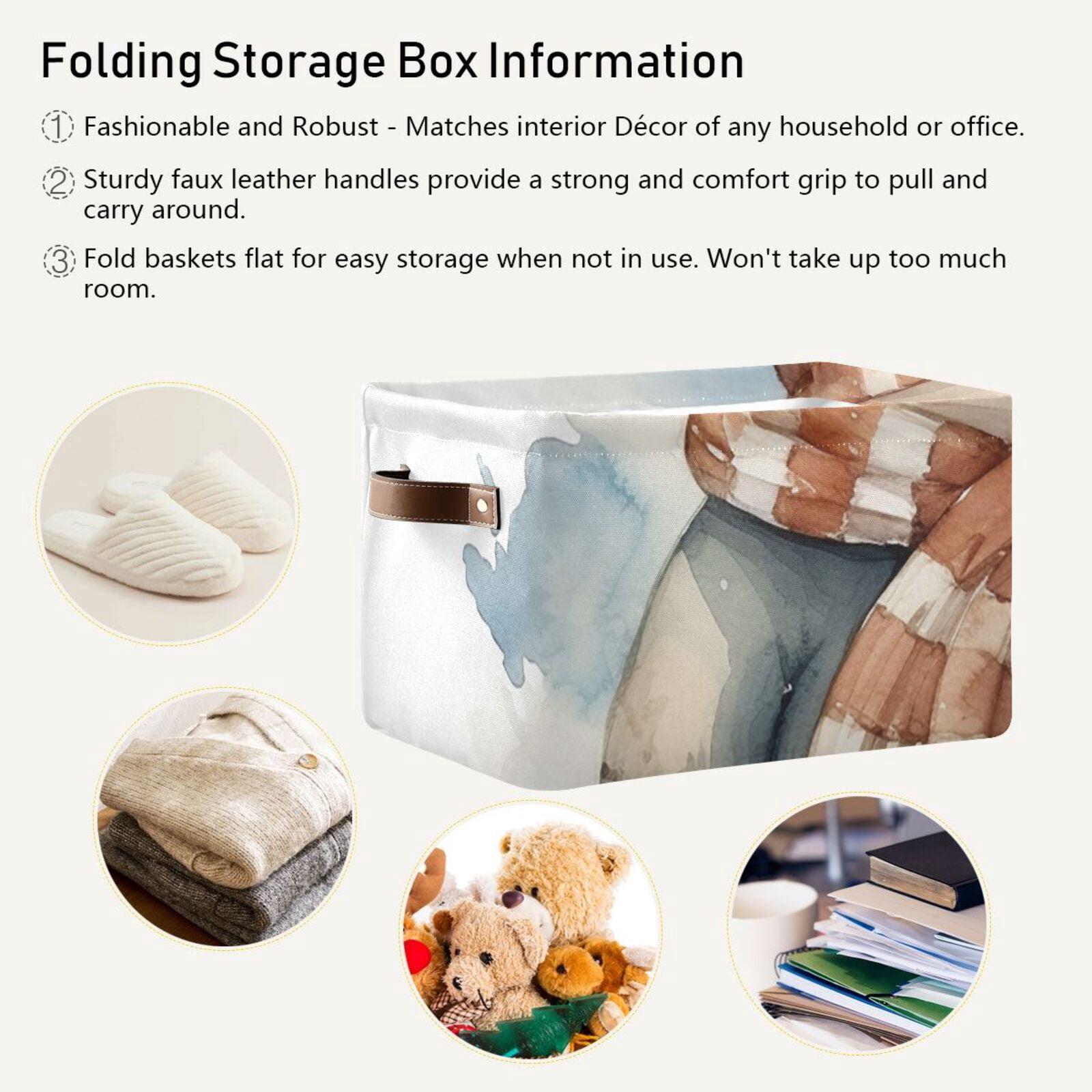 Bear Coat Scarf Hat Storage Bins Baskets With Handles Storage Box Clothes Organizer Organization Toys