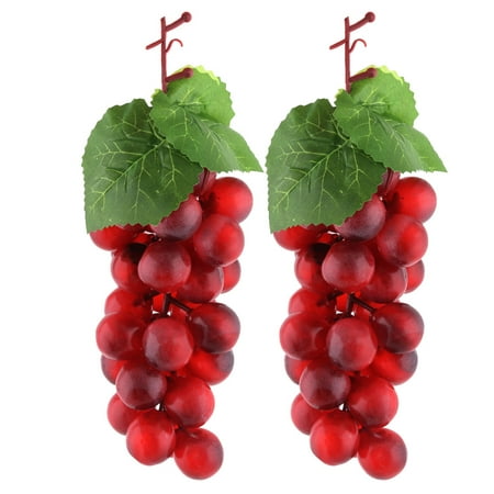 Grape Decor - Plastic Photo Prop Decor Artificial Grape Designed Emulation Fruit Burgundy 2pcs