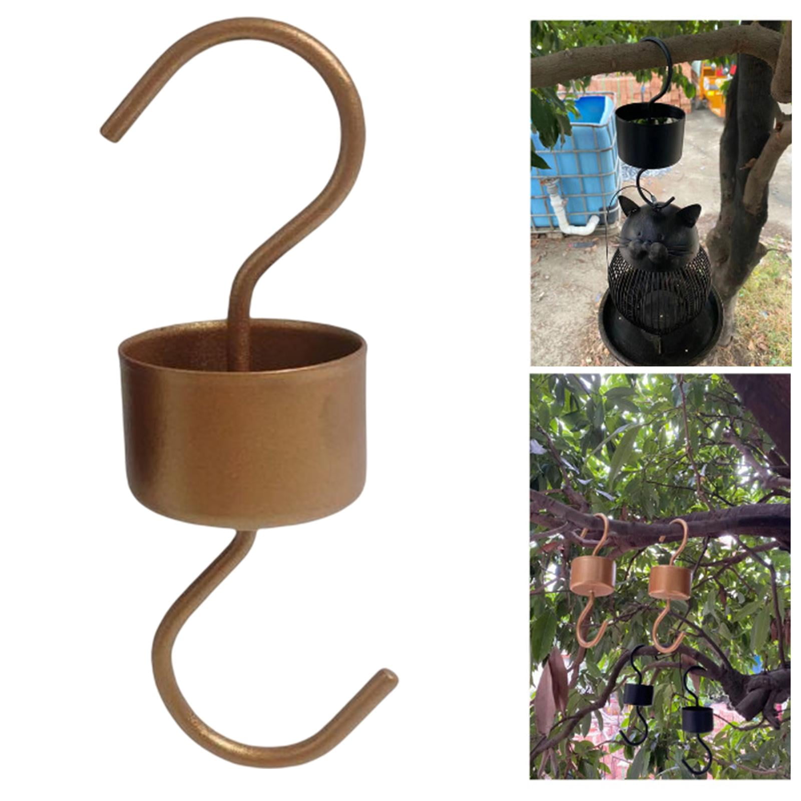Iron Feeder, Parrot Waterer, Branch Hooks, Hanging Plant Hooks, Decorative  for Outdoor, Yard, Indoor Patio, Dark Golden