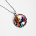 thumbnail image 4 of Robot Unicorn Attack Glass Design Circle Pendant Women's Necklace, 4 of 5