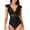 Black, variant on SOMER Women's One Piece Swimsuit Tummy Control Bathing Suits Ruffle V Neck Mesh Sheer Slimming Swimwear