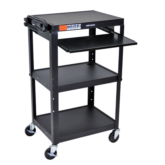 FSE 373-UCMT1KB Adjustable-Height Steel Utility Cart - Pullout Keyboard Tray, Black