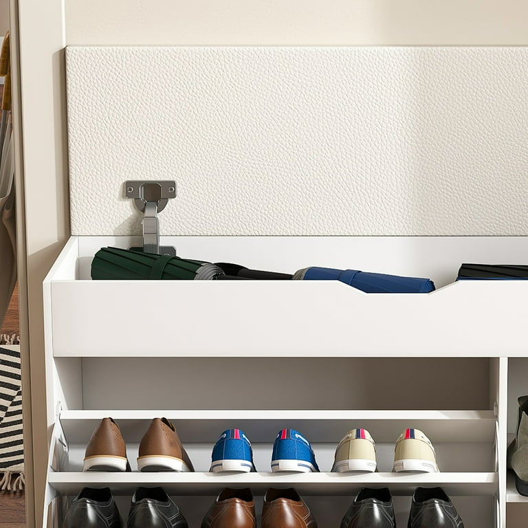 Aukfa Shoe Storage Bench with Adjustable 3-Tier Storage Shelves