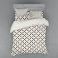 thumbnail image 2 of Doodle Duvet Cover Set, Diagonally Arranged Curvy Lines Spirals Forming Diamond Shape Pattern, Bedding Set with Shams and Fitted Sheet, 3 Sizes, by Ambesonne, 2 of 3