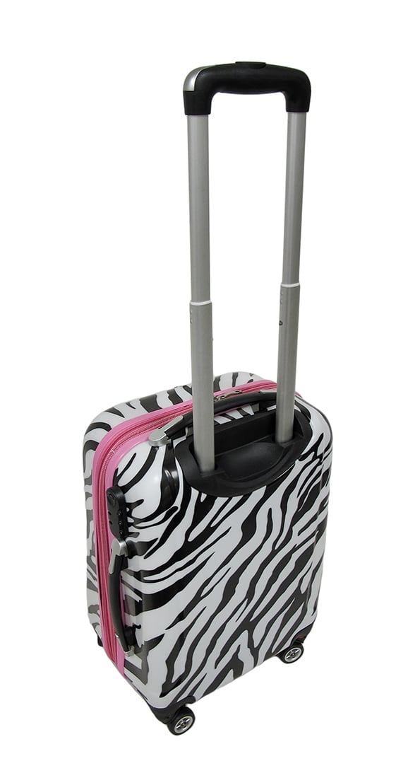 3 Pc. Locking Zebra/Pink Expandable Hard Shell Rolling Luggage Set
