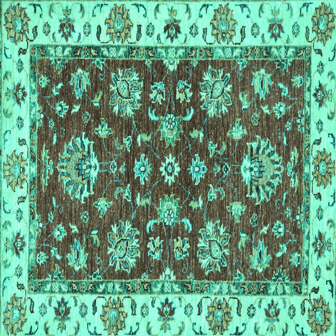 Ahgly Company Indoor Square Oriental Turquoise Blue Traditional Area ...
