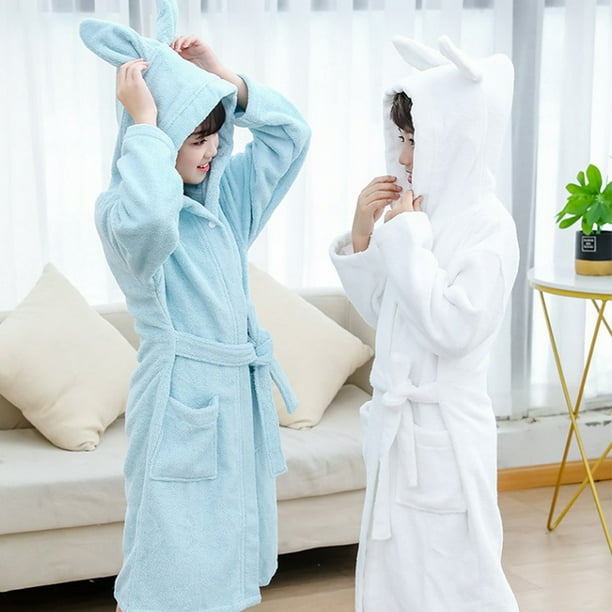 Xiang Kids Girls 100 Cotton Soft Terry Hooded Bathrobe Luxury Dressing Gown 2 13 White M