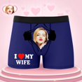thumbnail image 2 of KHONTS Personalized Men's Funny Face Boxer Your Photo on Custom Underwear for Men I Love My Wife Dark Blue XXL, 2 of 6