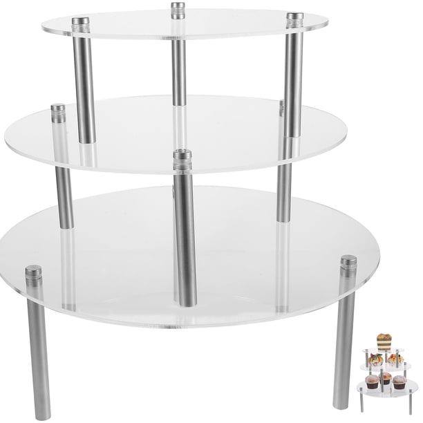 KAKOWELY Soporte redondo para tartas, acrílico, para cupcakes, mesa de postres, 3 niveles