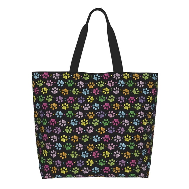 Balery Colorful Paw Bolsa Tote Estilo Estético con Cremalleras, Bolsa de Hombro, Bolsa de Compras Grande y Plegable