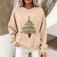 thumbnail image 6 of BXJX Women's Round Neck Christmas Print Sweatshirt- Winter Holiday Casual Loose Fit Christmas Pullover Tops Khaki Size XL, 6 of 8