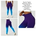 thumbnail image 5 of Sarapandan Women Seamless Elastic Leggings High Waist Sports Tight Trousers for Fitness Running Gym Purple Blue L, 5 of 6