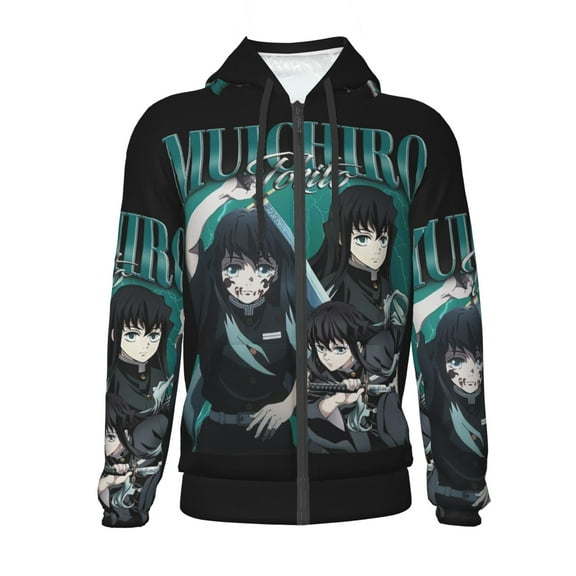 Muichiro Tokito Teens Boys Girls Zip Up Hoodies 3d Print Long Sleeve Hooded Sweatshirt Jacket With Pocket Small