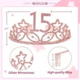 thumbnail image 6 of 15th Birthday Sash and Tiara for Girls - Fabulous Set: Glitter Sash + Stars Rhinestone Pink Premium Metal Tiara, 15th Birthday Gifts for Teenegers Party, 6 of 7