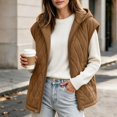 thumbnail image 2 of Cmfcve Womens Plus Size Winter Hooded Quilted Faux Suede Vest Full Zip Sleeveless Jacket Casual Warm Padded Outerwear, 2 of 8