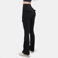 thumbnail image 2 of GEWSEY Women Workout Flare Leggings with Pockets Hidden Scrunch High Waisted Cargo Gym Yoga No Front Seam Leggings (Black, XL), 2 of 5