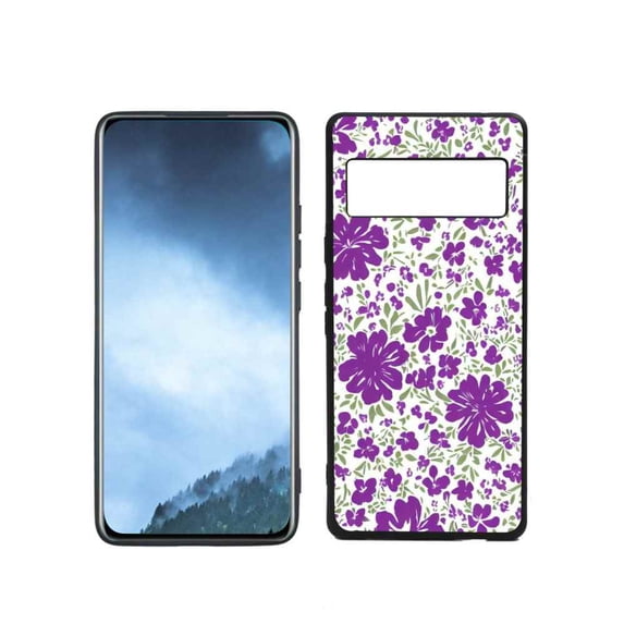 Compatible with Google Pixel 6 Pro(2021) Phone Case, Purple-Floral-7 Case Men Women, Flexible Silicone Shockproof Case for Google Pixel 6 Pro(2021)