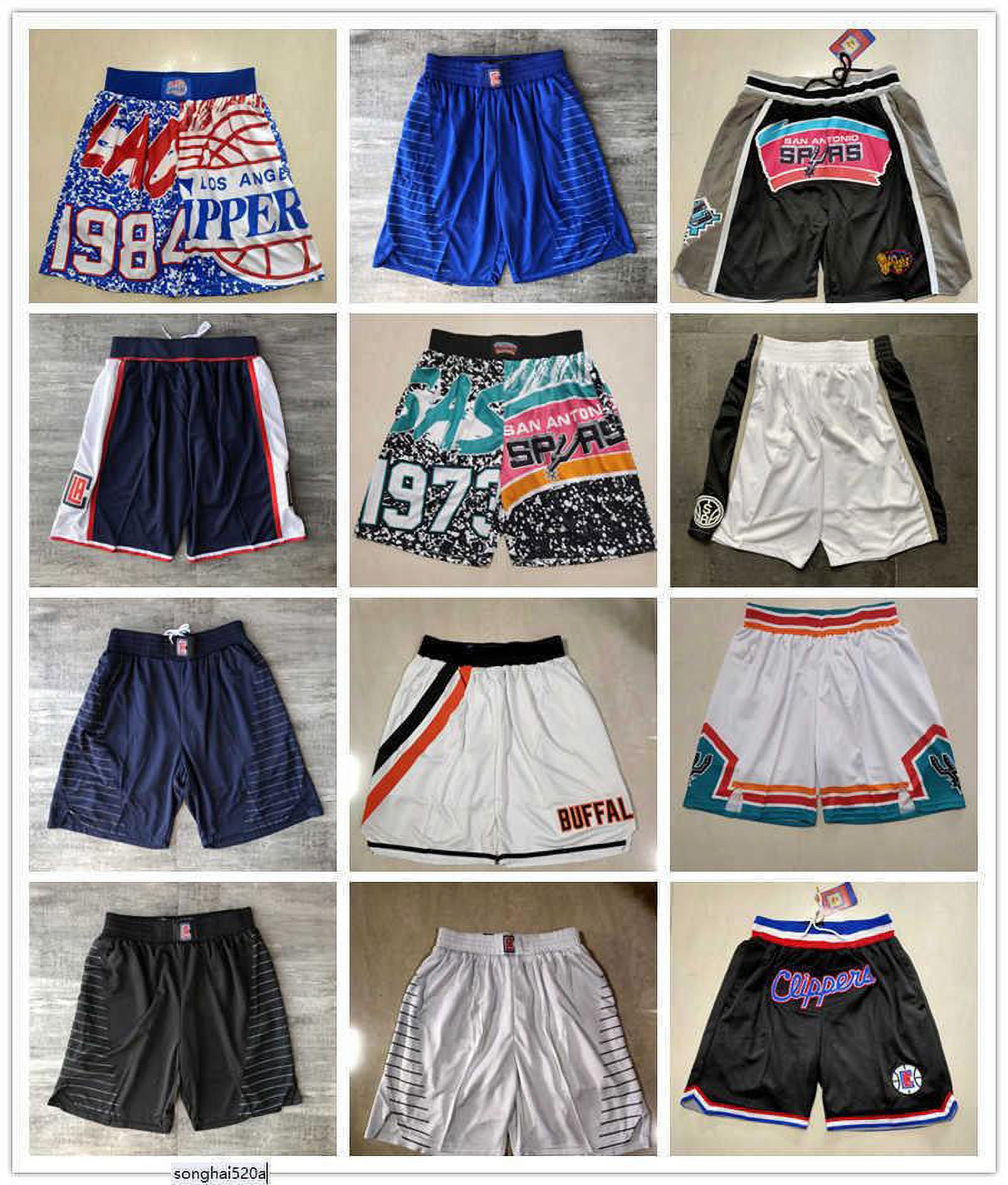 NBA_ Los Angeles''Clippers''men San Antonio''Spurs''men Throwback  Basketball Shorts pocket''nba''jersey 