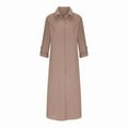thumbnail image 4 of Awdenio Women's Formal Dresses, Women's Fashion Half Sleeve Solid Button Linen Loose Shirt Long Dress, 4 of 6