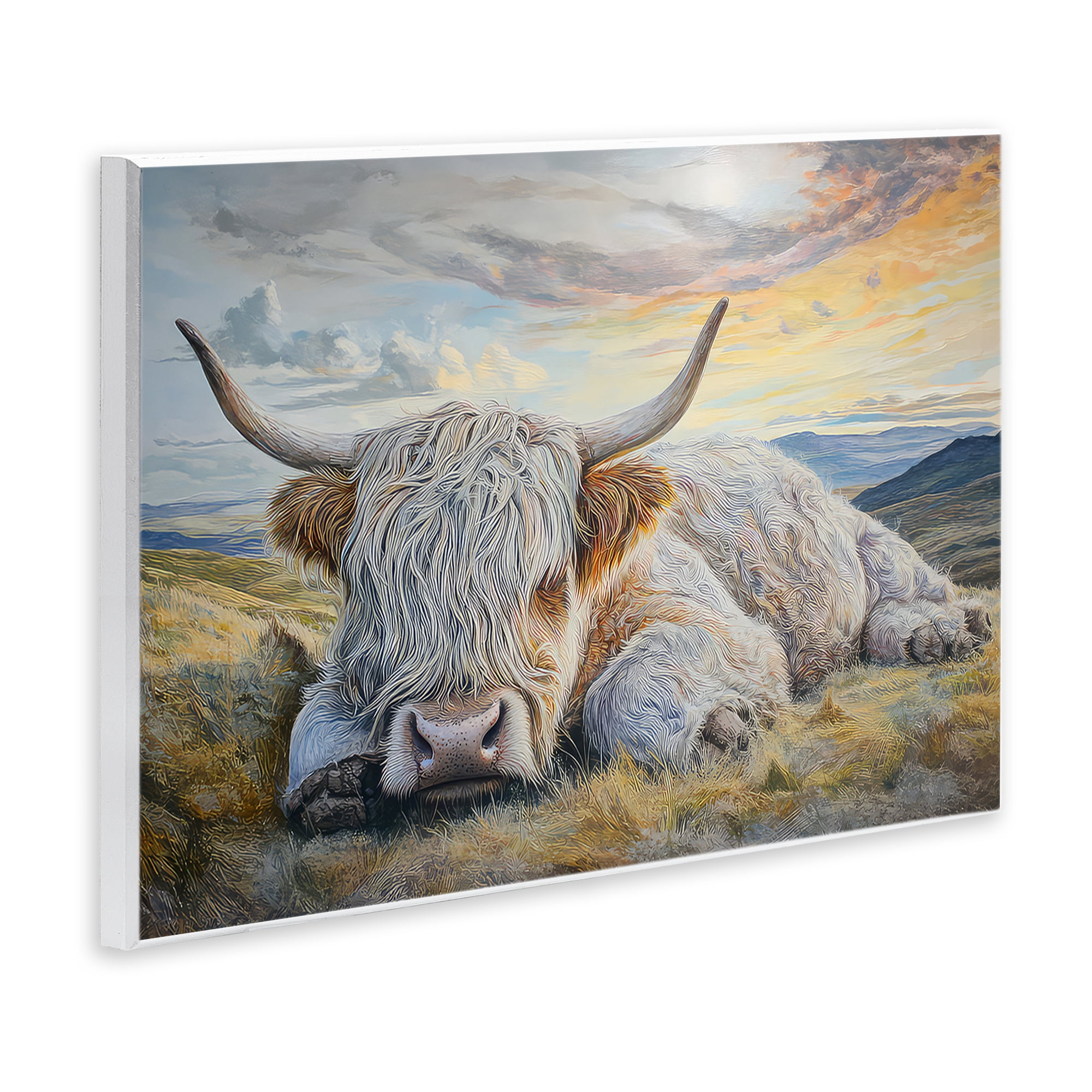 Stupell Industries Sleeping Highland Cow Pastoral Wall Plaque Art, design by The Wands Want