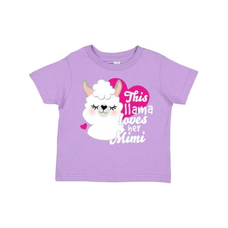 

Inktastic Valentines Day This Llama Loves Her Mimi Gift Toddler Toddler Girl T-Shirt
