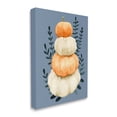thumbnail image 3 of Stacked Fall Pumpkins Botanical Leaves Blue Background Botanical & Floral Painting Gallery-Wrapped Canvas Print Wall Art, 3 of 5
