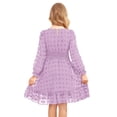 thumbnail image 2 of Arshiner Girls A-Line Dresses Chiffon Long Sleeve Square Neck Swiss Dot Flowy Casual Party Dress, 2 of 6