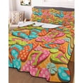 thumbnail image 3 of Quilts Full Size Bedding Set, Watercolor Flip Flop Lightweight Quilted Comforter, Summer Coastal Beach Slippers Soft Reversible Bedspread Coverlet with Pillow Covers for All Season, 78" x 90", 3 of 7