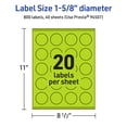 thumbnail image 6 of Avery Printable Round Labels, Bright Green, 1-5/8" Diameter, 800ct, 6 of 11
