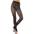 thumbnail image 4 of ToBeInStyle Women's Cascading Heart Striped Fishnet Stirrup Footless Tights - Black, 4 of 6