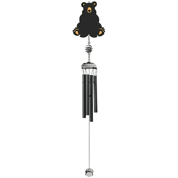 FC Design 27" Long Bear Black Coded Gem Wind Chime Statue Sculpture Ornament Decoration Home/Room/Garden Decor and Unique Gift Ideas for Housewarming, Holidays and Birthdays