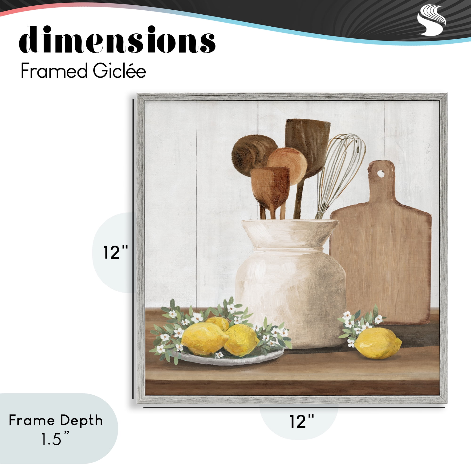 Stupell Industries Country Kitchen & Lemons Gray Framed Giclee Art, design by White Ladder