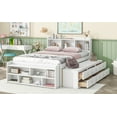 thumbnail image 6 of Pouseayar Full Bed with Bookcase Headboard with 6 Under bed Storage Drawers and Bed End Storage Case,White, 6 of 9