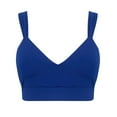 thumbnail image 1 of Gibobby Sujetador de yoga sólido con correa entallada sexy para deportes grandes y para mujer Brasieres para mujer sin varilla(Azul,M), 1 of 3