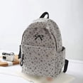 thumbnail image 4 of Yucurem Large Capacity Aesthetic Corduroy Bow Printed Backpacks, Lightweight Coquette Backpack with Bowknot for Travel Work Daily Use (Gray), 4 of 6
