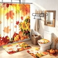 thumbnail image 2 of FRAMICS Fall Maple Leaves Bathroom Sets, 16-Piece Sunflower Pumpkin Shower Curtain Sets with Rugs, Thanksgiving Waterproof Fabric Bathroom Curtain Decor with Hooks, 2 of 11