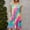 Hot Pink, variant on SMihono Summer Dress for Women Plus Size Women Fashion Casual Gradient Olor Sleeveless O-Neck Ankle-Length Dress