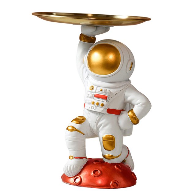 Bandeja macenamiento de , decoración de muebles, organizador rojo Zulema Bandeja de estatua de astronauta