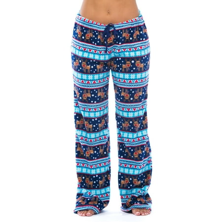 

Just Love Fleece Pajama Pants for Women Sleepwear PJs (Navy / Aqua - Reindeer Fairisle 2X)