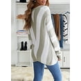 thumbnail image 6 of Aleumdr Sweater for Women Color Block Gray Striped V Neck Long Sleeve Knit Pullover Jumper Tops 12 14, 6 of 9