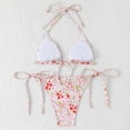 thumbnail image 4 of Women's 2 Piece Floral Tropical Print Bikini Set Boho Triangle Bathing Suit Tie Backless Swimsuit Sets (Light pink,M), 4 of 7