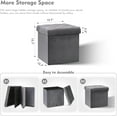 thumbnail image 3 of PINPLUS 15.7" Grey Velvet Ottoman Storage Cube,Footrest Stool Seat,Toy Chest Storage Box with Lid,Footstool for Living Room, 3 of 6