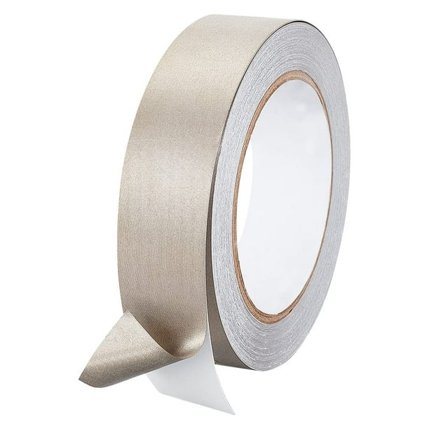Cinta Faraday de tela de 0,8 pulgadas x 65 pies, cinta de tela RF de doble conductividad, cinta conductora de alto blindaje, rollo de cinta adhesiva de tela plateada