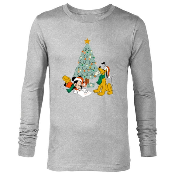Disney Mickey Mouse and Pluto Christmas Letter to Santa - Long Sleeve T-Shirt for Men - Customized-Athletic Heather