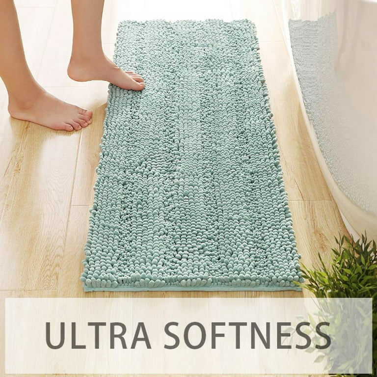 Tradecan 20*31In Bathroom Rugs, Slip-Resistant Extra Absorbent Soft and Fluffy - Thick Striped Washable Bath Mat - Non Slip Microfiber Shag Floor Mat - Dry