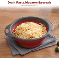 thumbnail image 2 of Paquete de 2 coladores plegables de silicona con asa, colador de alimentos plegable sobre fregadero, cesta de drenaje para ahorro de espacio sin BPA para verduras, frutas, pasta, cocina y camping, 2 of 6