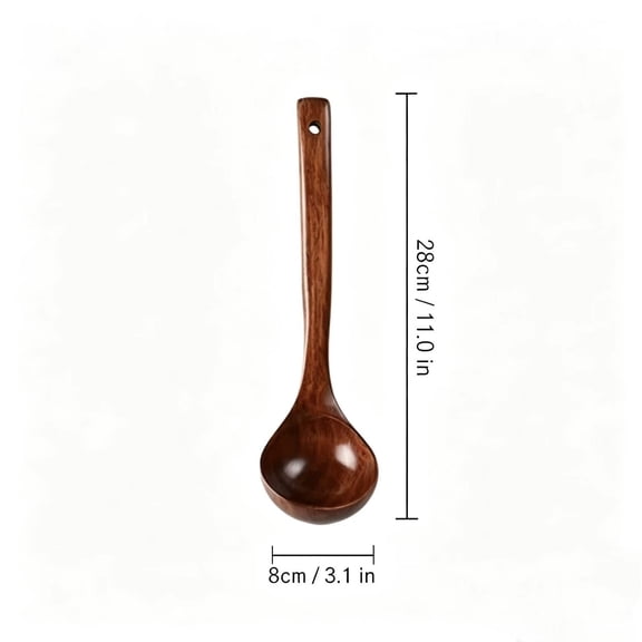 Vruelia 1 Pack Kitchen Cooking Straight Handle Wooden Wood Soup Scoop Spoon Ladle Brown 11" Long