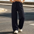 thumbnail image 2 of LEAVINGSUO Wide Leg Sweatpants for Women Solid-Colored Straight-Cut Loose-Fitting Draped Casual Sweatpants Black S, 2 of 6